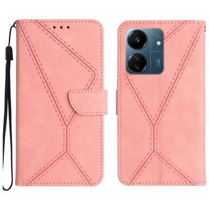 For Xiaomi Redmi 13C 4G Stitching Embossed Leather Phone Case(Pink) - 13C Cases by buy2fix | Online Shopping UK | buy2fix