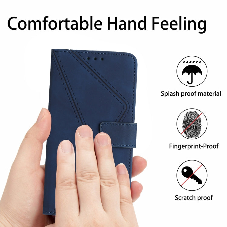 For Xiaomi Redmi Note 13 4G Global Stitching Embossed Leather Phone Case(Blue) - Note 13 Cases by buy2fix | Online Shopping UK | buy2fix