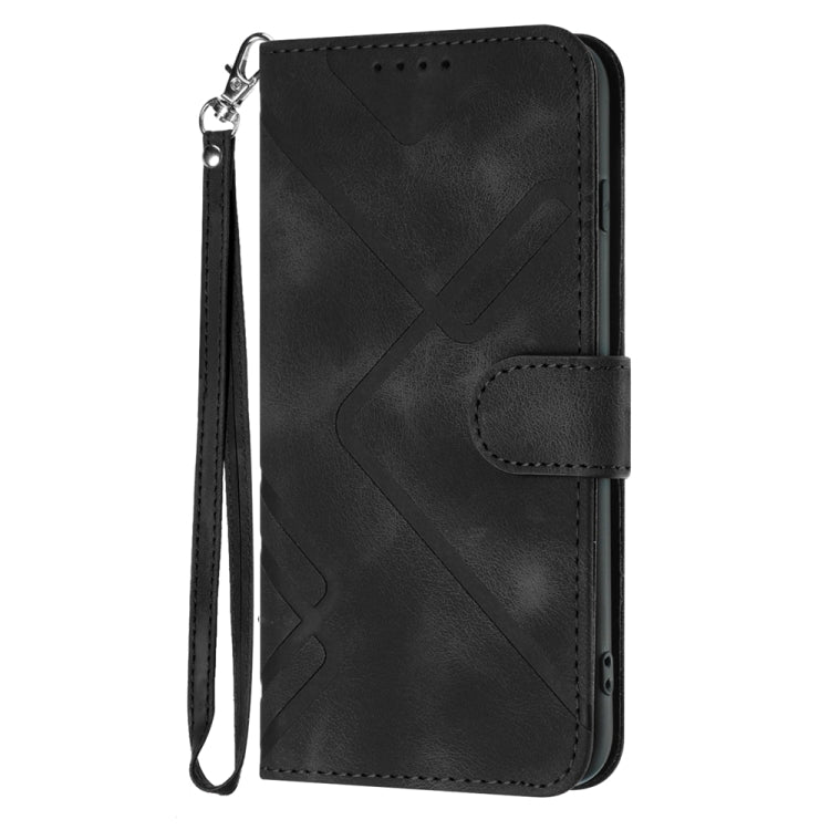 For Motorola Moto G Stylus 5G 2024 Line Pattern Skin Feel Leather Phone Case(Black) - Motorola Cases by buy2fix | Online Shopping UK | buy2fix