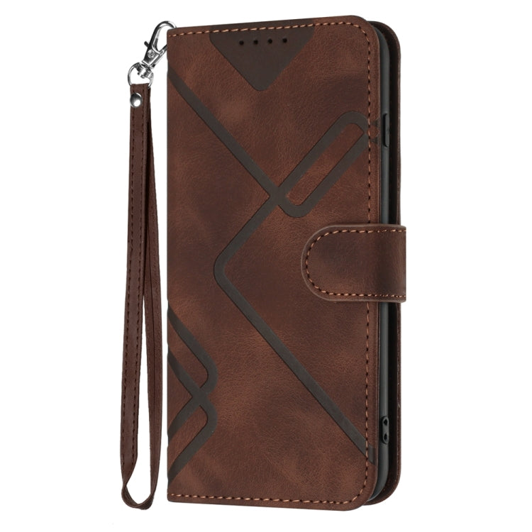 For Motorola Moto G Stylus 5G 2024 Line Pattern Skin Feel Leather Phone Case(Coffee) - Motorola Cases by buy2fix | Online Shopping UK | buy2fix