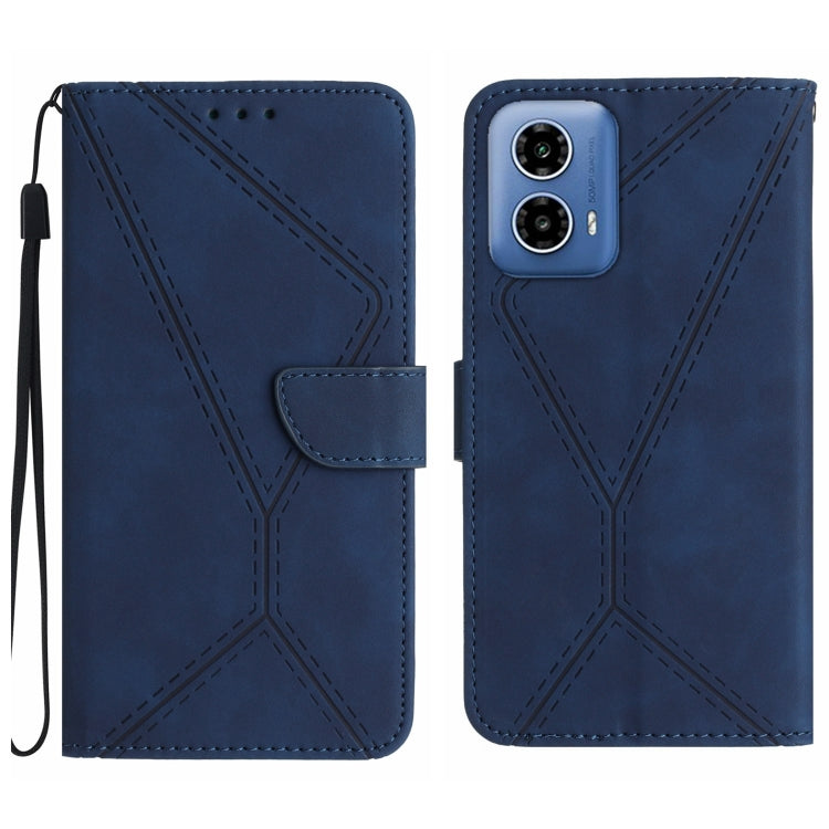 For Motorola Moto G04 / G24 Stitching Embossed Leather Phone Case(Blue) - Motorola Cases by buy2fix | Online Shopping UK | buy2fix