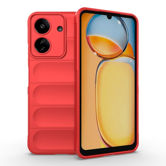 For Xiaomi Redmi 13C 4G Global Magic Shield TPU + Flannel Phone Case(Red) - 13C Cases by buy2fix | Online Shopping UK | buy2fix