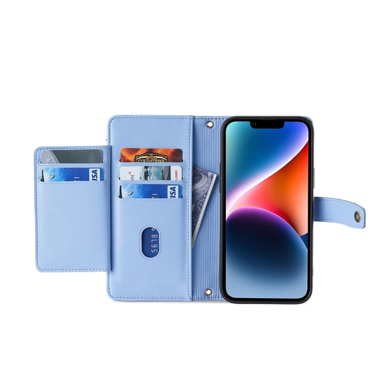 For Xiaomi Redmi K60 Ultra Sheep Texture Cross-body Zipper Wallet Leather Phone Case(Blue) - Redmi K60 Ultra Cases by buy2fix | Online Shopping UK | buy2fix