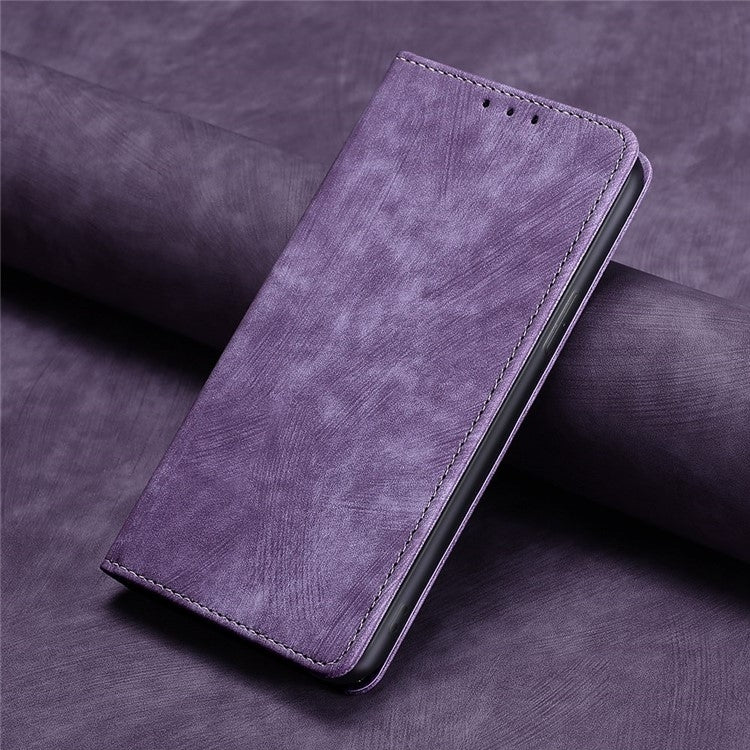 For Xiaomi 14 Ultra 5G RFID Anti-theft Brush Magnetic Leather Phone Case(Purple) - 14 Ultra Cases by buy2fix | Online Shopping UK | buy2fix