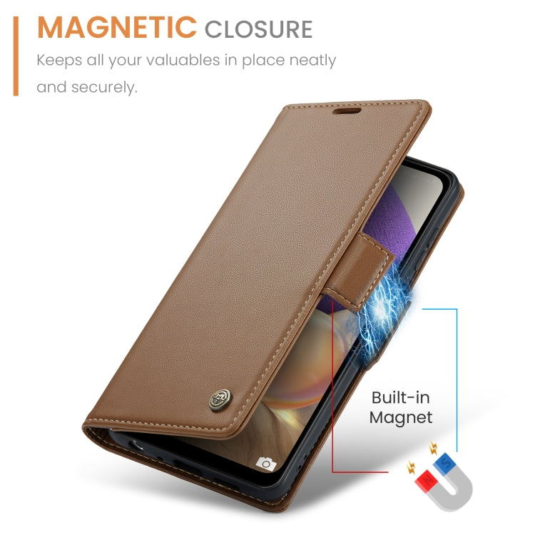 For Samsung Galaxy A32 5G / M32 5G CaseMe 023 Butterfly Buckle Litchi Texture RFID Anti-theft Leather Phone Case(Brown) - Galaxy Phone Cases by CaseMe | Online Shopping UK | buy2fix