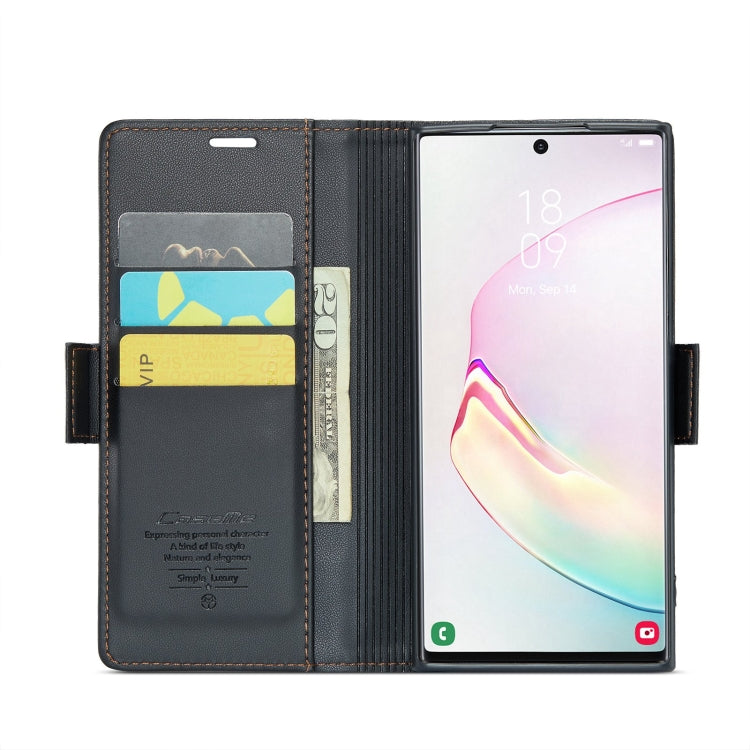 For Samsung Galaxy Note10+ CaseMe 023 Butterfly Buckle Litchi Texture RFID Anti-theft Leather Phone Case(Black) - Galaxy Phone Cases by CaseMe | Online Shopping UK | buy2fix