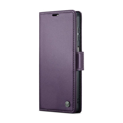 For Samsung Galaxy A22 5G CaseMe 023 Butterfly Buckle Litchi Texture RFID Anti-theft Leather Phone Case(Pearly Purple) - Galaxy Phone Cases by CaseMe | Online Shopping UK | buy2fix