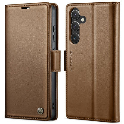 For Samsung Galaxy S24 CaseMe 023 Butterfly Buckle Litchi Texture RFID Anti-theft Leather Phone Case(Brown) - Galaxy S24 5G Cases by CaseMe | Online Shopping UK | buy2fix