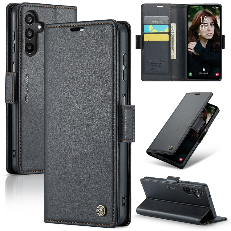 For Samsung Galaxy A15 4G/5G CaseMe 023 Butterfly Buckle Litchi Texture RFID Anti-theft Leather Phone Case(Black) - Galaxy Phone Cases by CaseMe | Online Shopping UK | buy2fix