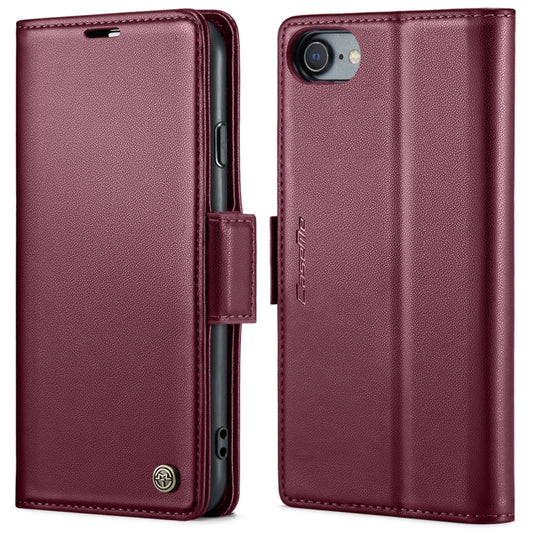 For iPhone SE 2022/SE 2020/6/7/8 CaseMe 023 Butterfly Buckle Litchi Texture RFID Anti-theft Leather Phone Case(Wine Red) - More iPhone Cases by CaseMe | Online Shopping UK | buy2fix