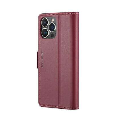 For iPhone 15 Pro CaseMe 023 Butterfly Buckle Litchi Texture RFID Anti-theft Leather Phone Case(Wine Red) - iPhone 15 Pro Cases by CaseMe | Online Shopping UK | buy2fix