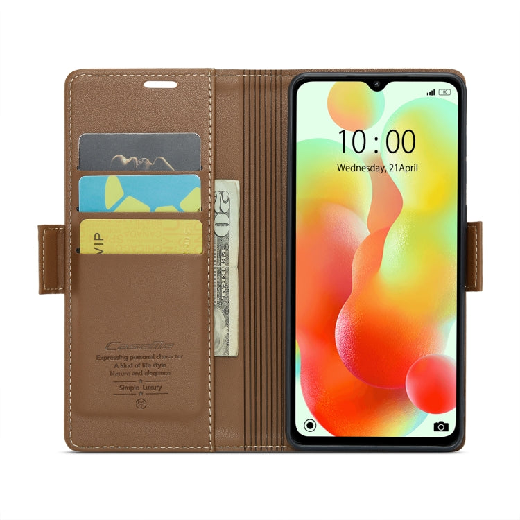 For Xiaomi Redmi 11A/12C CaseMe 023 Butterfly Buckle Litchi Texture RFID Anti-theft Leather Phone Case(Brown) - Xiaomi Cases by CaseMe | Online Shopping UK | buy2fix