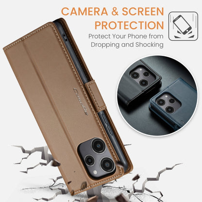 For Xiaomi Redmi 12 4G／12 5G／Note 12R／POCO M6 Pro 5G CaseMe 023 Butterfly Buckle Litchi Texture RFID Anti-theft Leather Phone Case(Brown) - Xiaomi Cases by CaseMe | Online Shopping UK | buy2fix