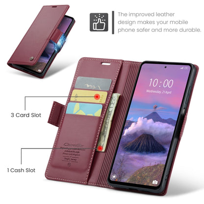 For Xiaomi Redmi 12 4G／12 5G／Note 12R／POCO M6 Pro 5G CaseMe 023 Butterfly Buckle Litchi Texture RFID Anti-theft Leather Phone Case(Wine Red) - Xiaomi Cases by CaseMe | Online Shopping UK | buy2fix