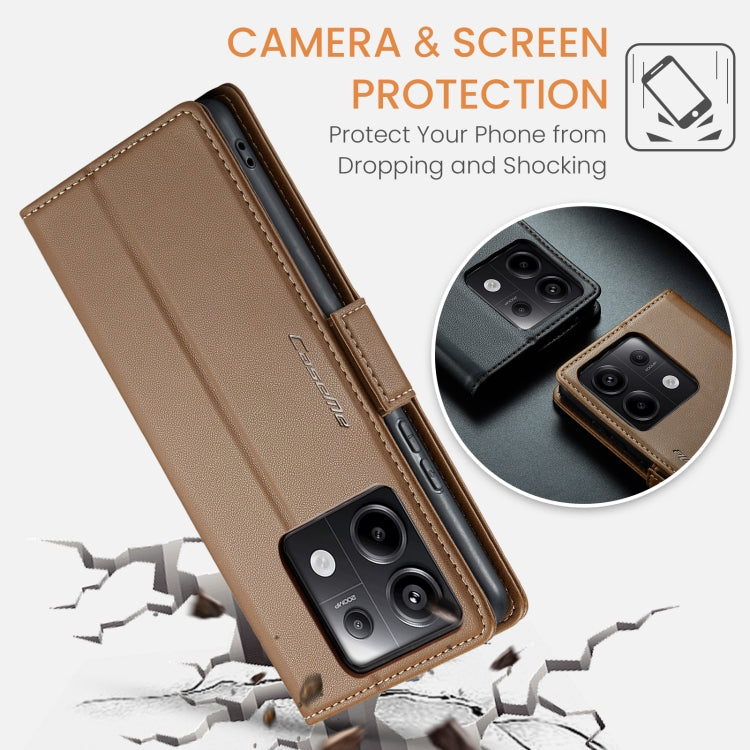 For Xiaomi Redmi Note 13 Pro 5G CaseMe 023 Butterfly Buckle Litchi Texture RFID Anti-theft Leather Phone Case(Brown) - Xiaomi Cases by CaseMe | Online Shopping UK | buy2fix