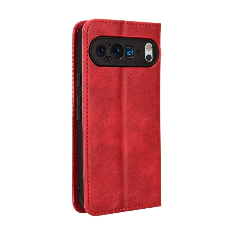 For Google Pixel 9 Pro Magnetic Buckle Retro Texture Leather Phone Case(Red) - Google Cases by buy2fix | Online Shopping UK | buy2fix