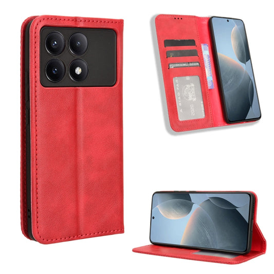 For Xiaomi Redmi K70 / K70 Pro Magnetic Buckle Retro Texture Leather Phone Case(Red) - K70 Pro Cases by buy2fix | Online Shopping UK | buy2fix