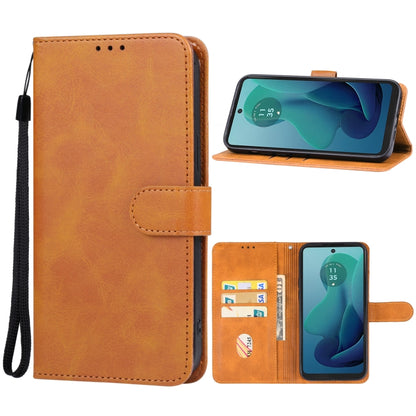 For Motorola Moto G 5G 2024 Leather Phone Case(Brown) - Motorola Cases by buy2fix | Online Shopping UK | buy2fix