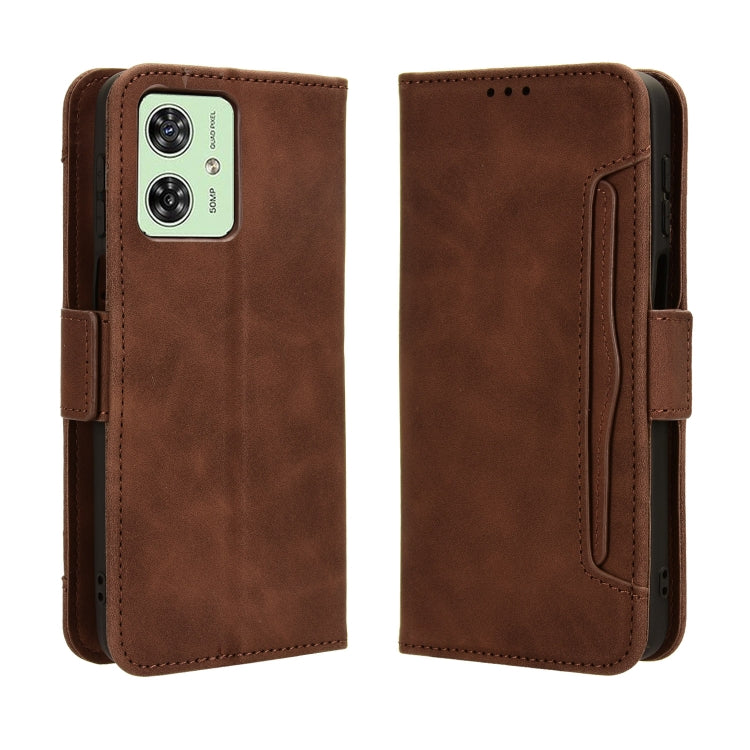 For Motorola Moto G54 5G Skin Feel Calf Texture Card Slots Leather Phone Case(Brown) - Motorola Cases by buy2fix | Online Shopping UK | buy2fix