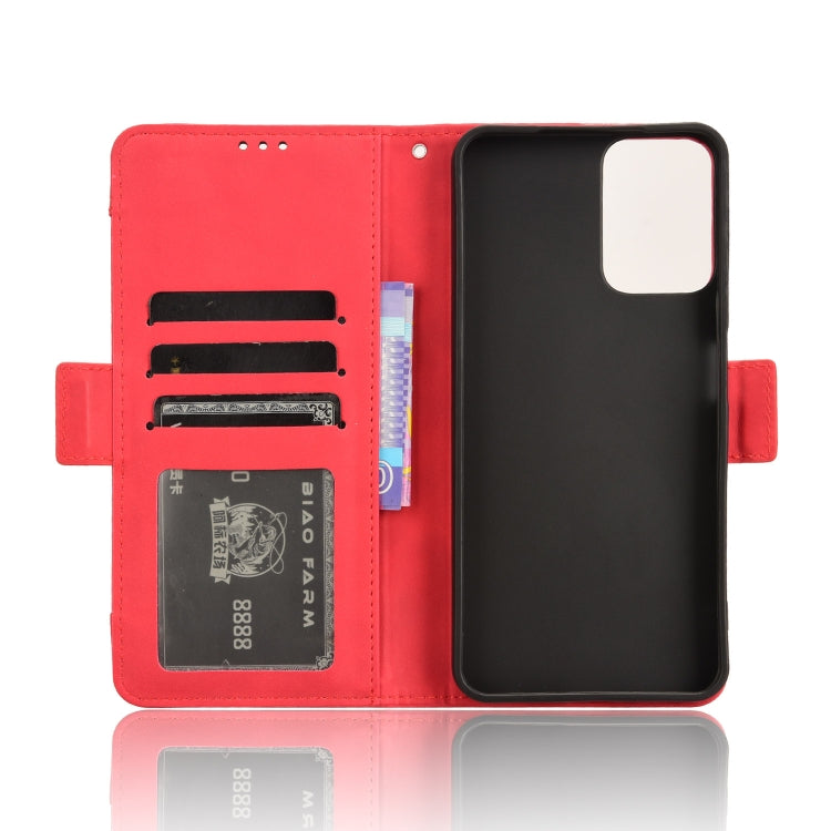 For Motorola Moto G34 5G Skin Feel Calf Texture Card Slots Leather Phone Case(Red) - Motorola Cases by buy2fix | Online Shopping UK | buy2fix