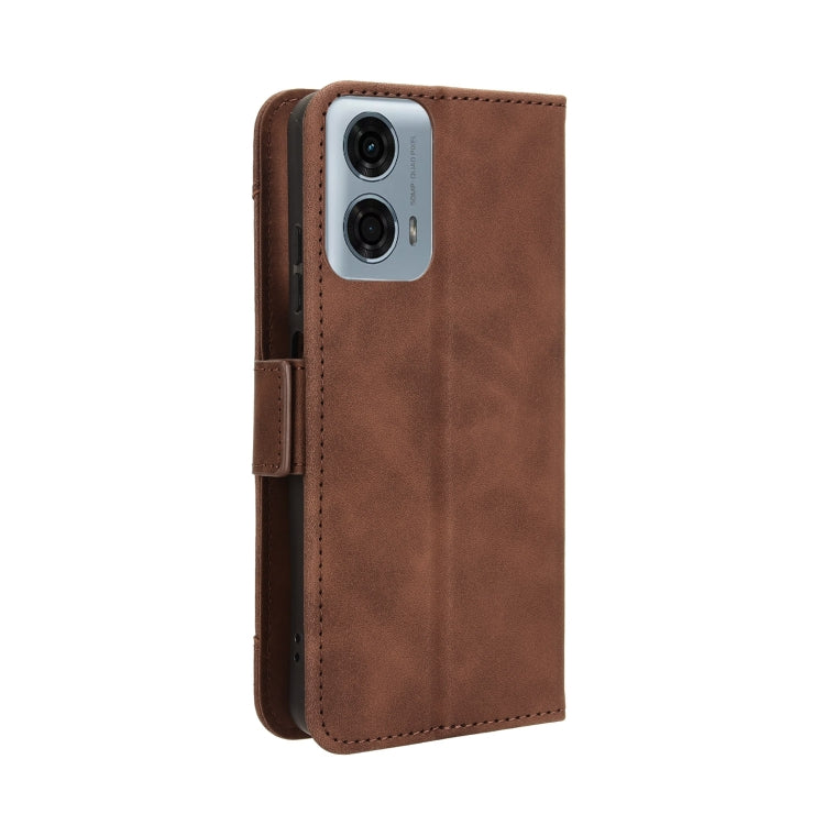 For Motorola Moto G34 5G Skin Feel Calf Texture Card Slots Leather Phone Case(Brown) - Motorola Cases by buy2fix | Online Shopping UK | buy2fix