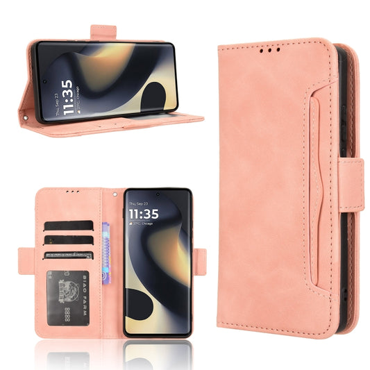 For Motorola Edge 2024 5G Skin Feel Calf Texture Card Slots Leather Phone Case(Pink) - Motorola Cases by buy2fix | Online Shopping UK | buy2fix