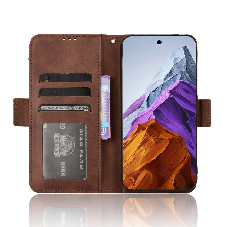 For Google Pixel 9 Skin Feel Calf Texture Card Slots Leather Phone Case(Brown) - Google Cases by buy2fix | Online Shopping UK | buy2fix