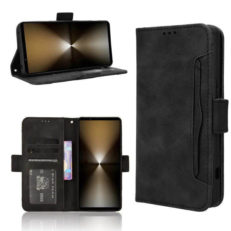 For Sony Xperia 1 VI 2024 Skin Feel Calf Texture Card Slots Leather Phone Case(Black) - Sony Cases by buy2fix | Online Shopping UK | buy2fix