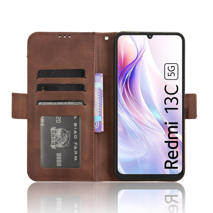 For Xiaomi Redmi 13C 5G / 13R 5G Skin Feel Calf Texture Card Slots Leather Phone Case(Brown) - 13C Cases by buy2fix | Online Shopping UK | buy2fix