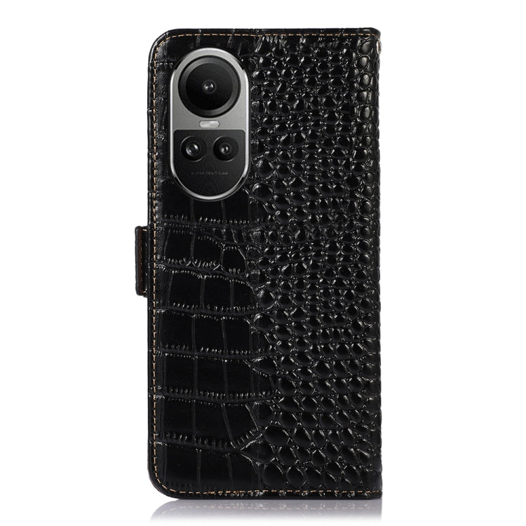 For OPPO Reno10 5G / 10 Pro 5G Global Crocodile Top Layer Cowhide Leather Phone Case(Black) - OPPO Cases by buy2fix | Online Shopping UK | buy2fix