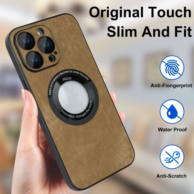 For iPhone 12 Skin Feel Leather MagSafe Magnetic Phone Case(Brown) - iPhone 12 / 12 Pro Cases by buy2fix | Online Shopping UK | buy2fix