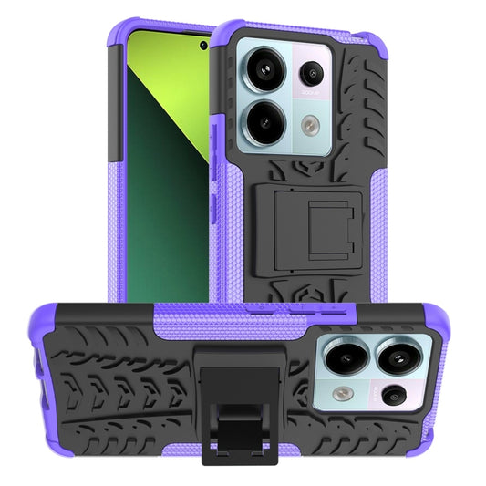 For Xiaomi Redmi Note 13 Pro 5G Global Tire Texture TPU + PC Phone Case with Holder(Purple) - Note 13 Pro Cases by buy2fix | Online Shopping UK | buy2fix