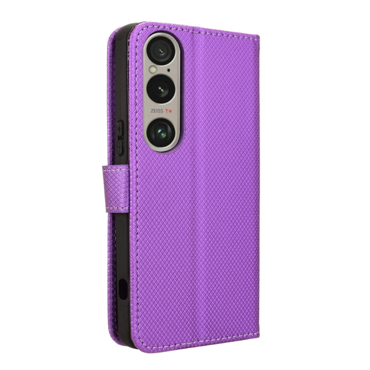 For Sony Xperia 1 VI 2024 Diamond Texture Leather Phone Case(Purple) - Sony Cases by buy2fix | Online Shopping UK | buy2fix