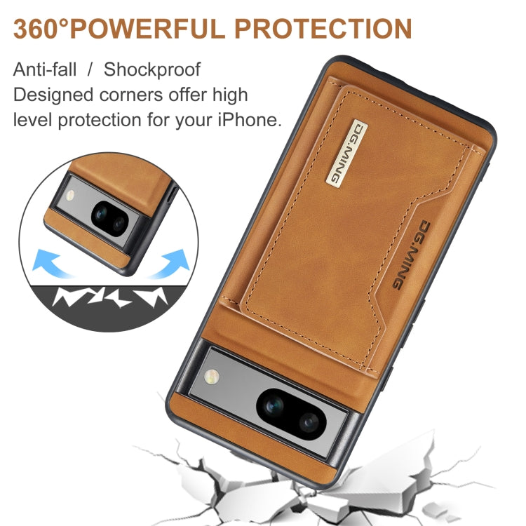 For Google Pixel 8A DG.MING M2 Series 3-Fold Multi Card Bag + Magnetic Phone Case(Brown) - Google Cases by DG.MING | Online Shopping UK | buy2fix