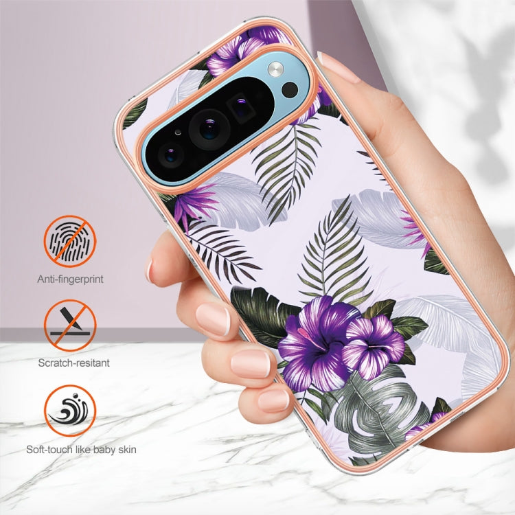 For Google Pixel 9 Pro XL Electroplating IMD TPU Phone Case(Purple Flower) - Google Cases by buy2fix | Online Shopping UK | buy2fix