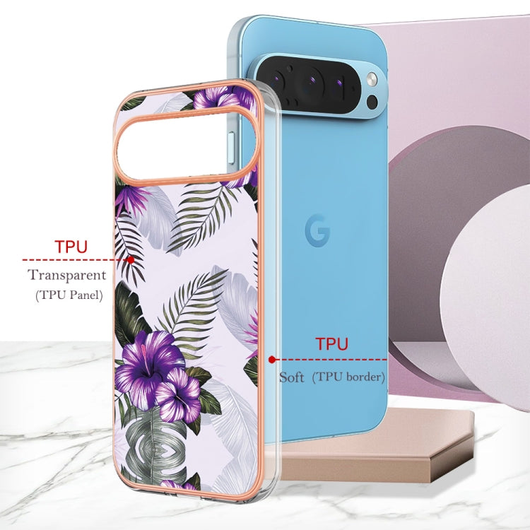 For Google Pixel 9 Pro XL Electroplating IMD TPU Phone Case(Purple Flower) - Google Cases by buy2fix | Online Shopping UK | buy2fix