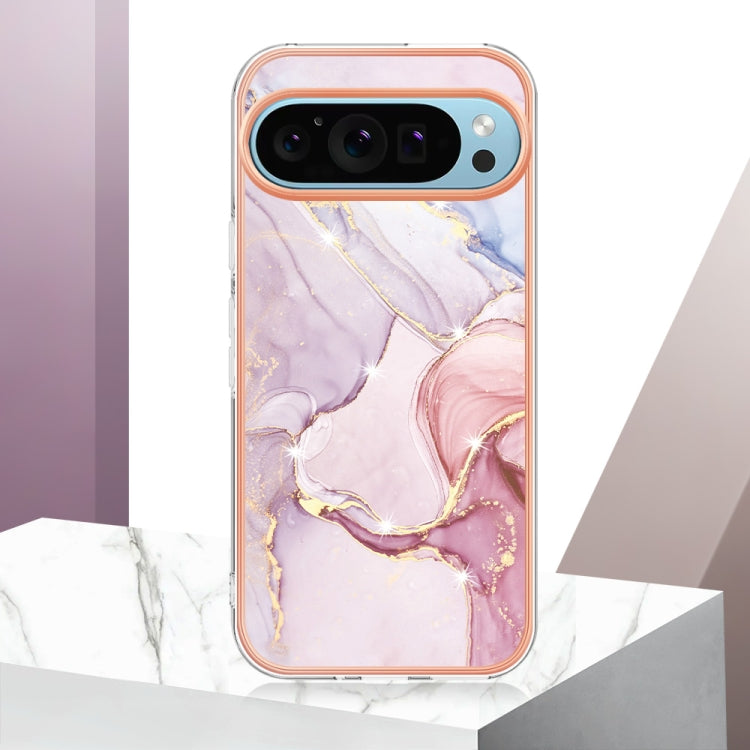 For Google Pixel 9 Pro XL Electroplating Marble Dual-side IMD Phone Case(Rose Gold 005) - Google Cases by buy2fix | Online Shopping UK | buy2fix