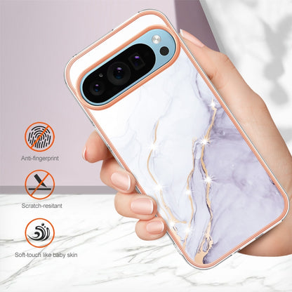 For Google Pixel 9 Pro XL Electroplating Marble Dual-side IMD Phone Case(White 006) - Google Cases by buy2fix | Online Shopping UK | buy2fix