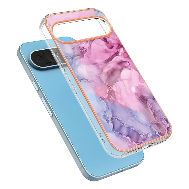 For Google Pixel 9 / 9 Pro Electroplating Marble Dual-side IMD Phone Case(Pink 013) - Google Cases by buy2fix | Online Shopping UK | buy2fix