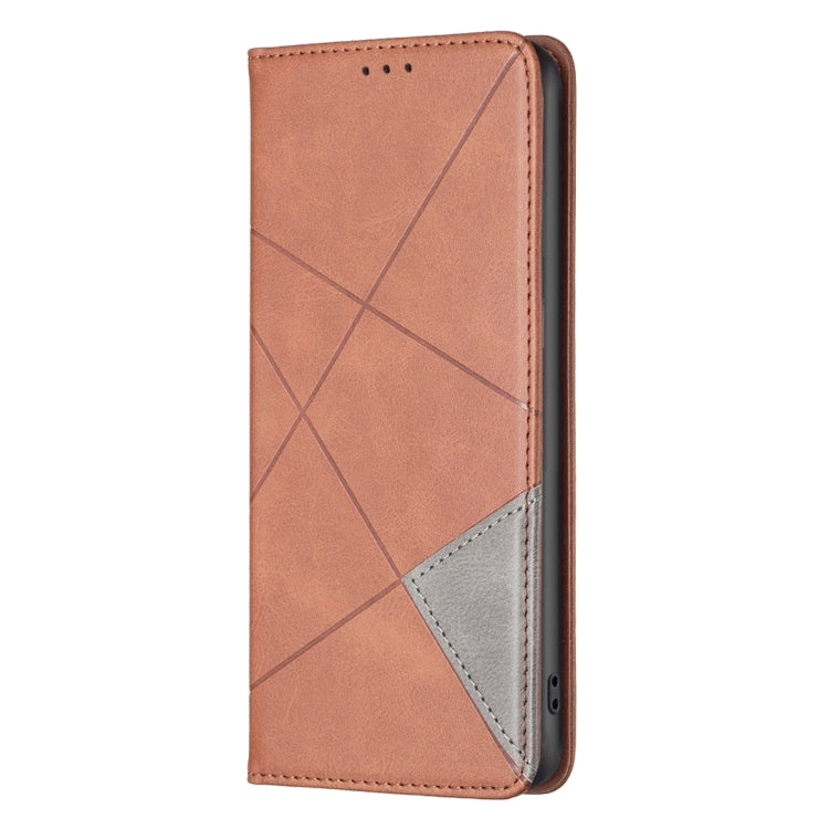 For Xiaomi Redmi Note 13 Rhombus Texture Magnetic Leather Phone Case(Brown) - Xiaomi Cases by buy2fix | Online Shopping UK | buy2fix