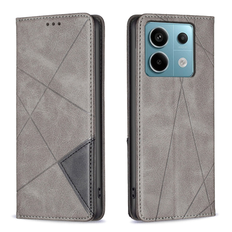 For Xiaomi Redmi Note 13 Pro 4G Global Rhombus Texture Magnetic Leather Phone Case(Grey) - Note 13 Pro Cases by buy2fix | Online Shopping UK | buy2fix