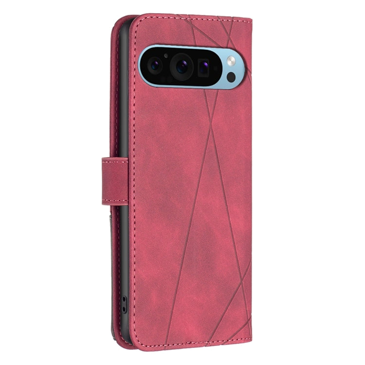 For Google Pixel 9 Magnetic Buckle Rhombus Texture Leather Phone Case(Red) - Google Cases by buy2fix | Online Shopping UK | buy2fix