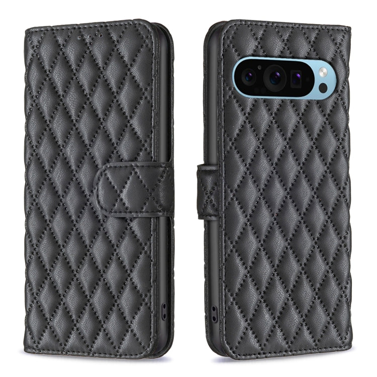 For Google Pixel 9 Pro Diamond Lattice Wallet Leather Flip Phone Case(Black) - Google Cases by buy2fix | Online Shopping UK | buy2fix