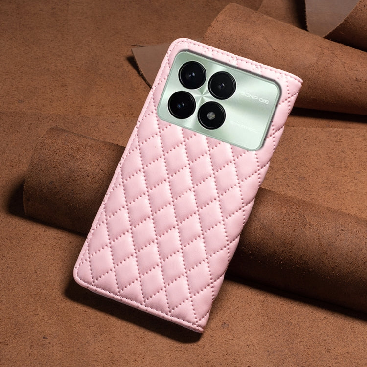 For Xiaomi Redmi K70 / K70 Pro Diamond Lattice Magnetic Leather Flip Phone Case(Pink) - K70 Pro Cases by buy2fix | Online Shopping UK | buy2fix