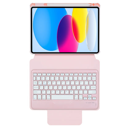 For iPad 10th Gen 10.9 2022 F10B 360 Rotation Acrylic Transparent Bluetooth Keyboard Leather Case(Pink) - Universal by buy2fix | Online Shopping UK | buy2fix