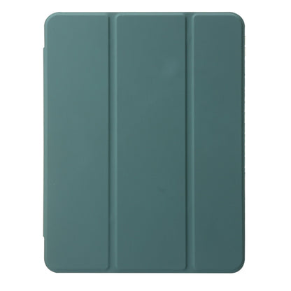 For iPad Air 11 2024 Clear Acrylic 3-Fold Leather Tablet Case(Dark Green) - iPad Air 11 2024 Cases by buy2fix | Online Shopping UK | buy2fix