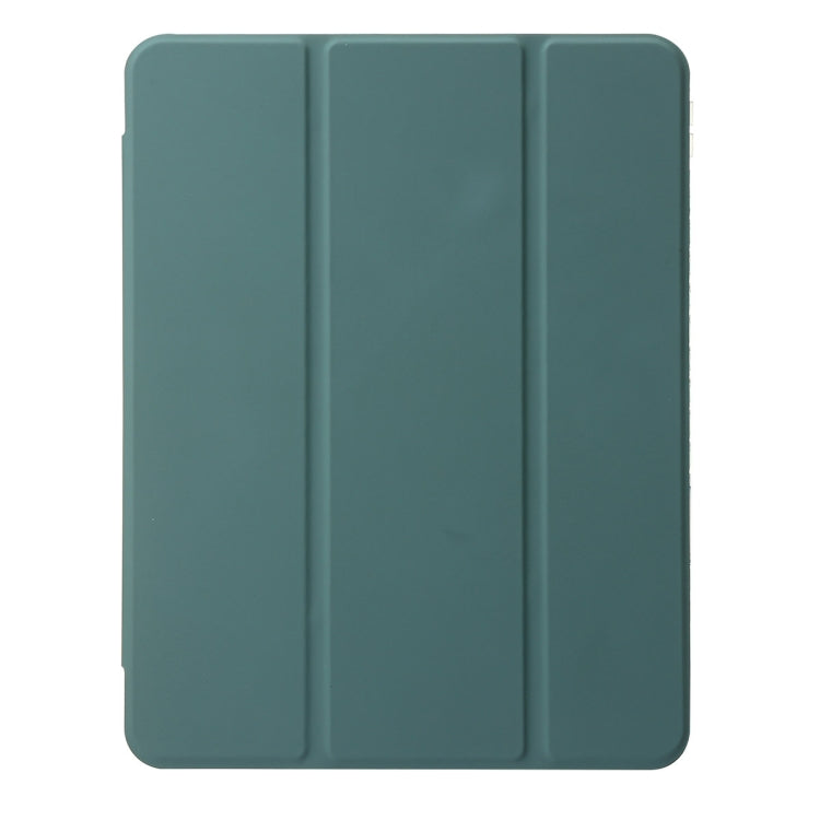 For iPad Pro 11 2024 Clear Acrylic 3-Fold Leather Tablet Case(Dark Green) - iPad Pro 11 2024 Cases by buy2fix | Online Shopping UK | buy2fix