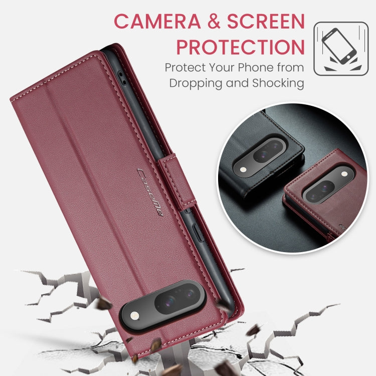 For Google Pixel 9 / 9 Pro CaseMe 023 Butterfly Buckle Litchi Texture RFID Anti-theft Leather Phone Case(Wine Red) - Google Cases by CaseMe | Online Shopping UK | buy2fix