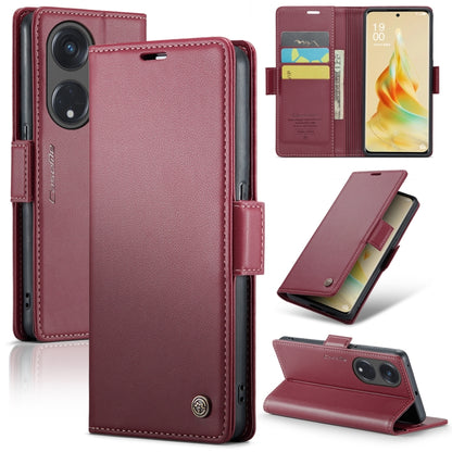 For OPPO Reno8 T 5G/A1 Pro 5G CaseMe 023 Butterfly Buckle Litchi Texture RFID Anti-theft Leather Phone Case(Wine Red) - OPPO Cases by CaseMe | Online Shopping UK | buy2fix