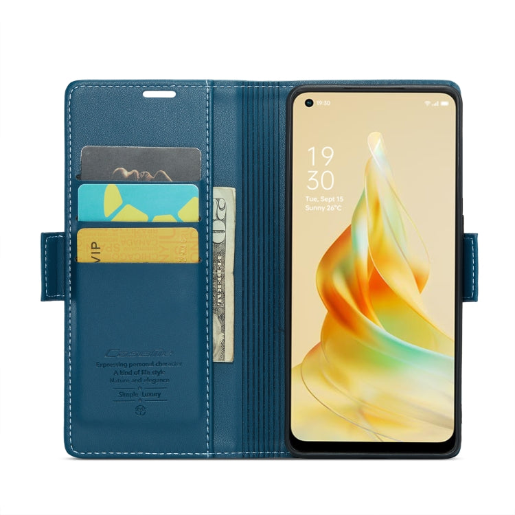 For OPPO Reno8 T 4G CaseMe 023 Butterfly Buckle Litchi Texture RFID Anti-theft Leather Phone Case(Blue) - OPPO Cases by CaseMe | Online Shopping UK | buy2fix